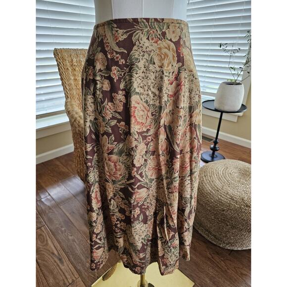 Liz Claiborne Sport Autumn Fall Skirt Women's Size 12P Maxi Bohemian Rayon - Picture 4 of 10